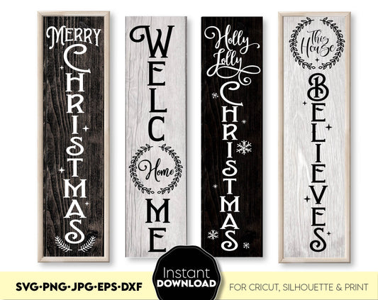 Christmas Vertical Signs Bundle. Design you can use to surprise and delight your loved ones on Christmas. Christmas Ornament in various formats allow you to use this files for any Your Christmas project. Use with laser Cutting machines as well.