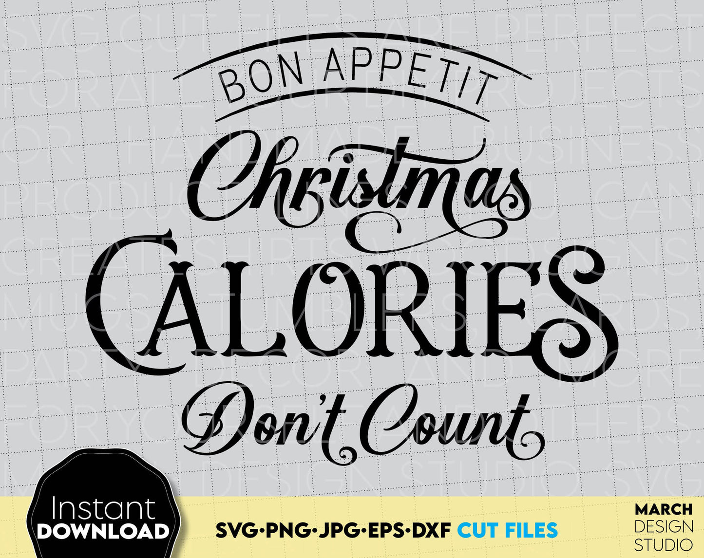 Christmas Calories Don`t count design you can use to surprise your loved ones on Christmas. Christmas files allow you to use design for engraving on glass, making shirts, tumblers, pillows with Cricut, Silhouette equipment, or use as laser cut files.