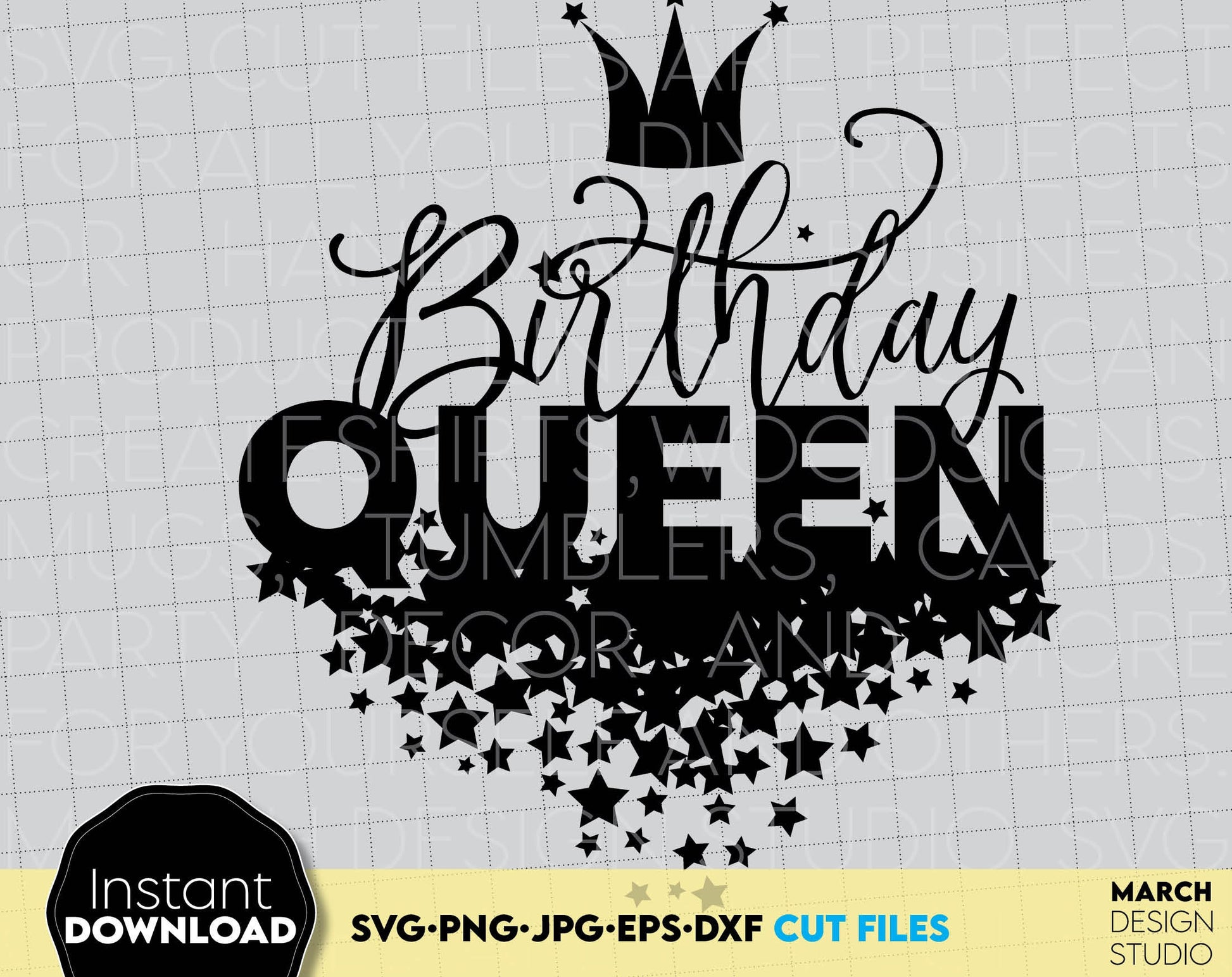 Birthday queen shirt SVG file design, you can use them to surprise and delight your loved ones on an important event in life. Files in various formats allow you to use designs for engraving on glass, making shirts with Cricut, silhouette equipment.