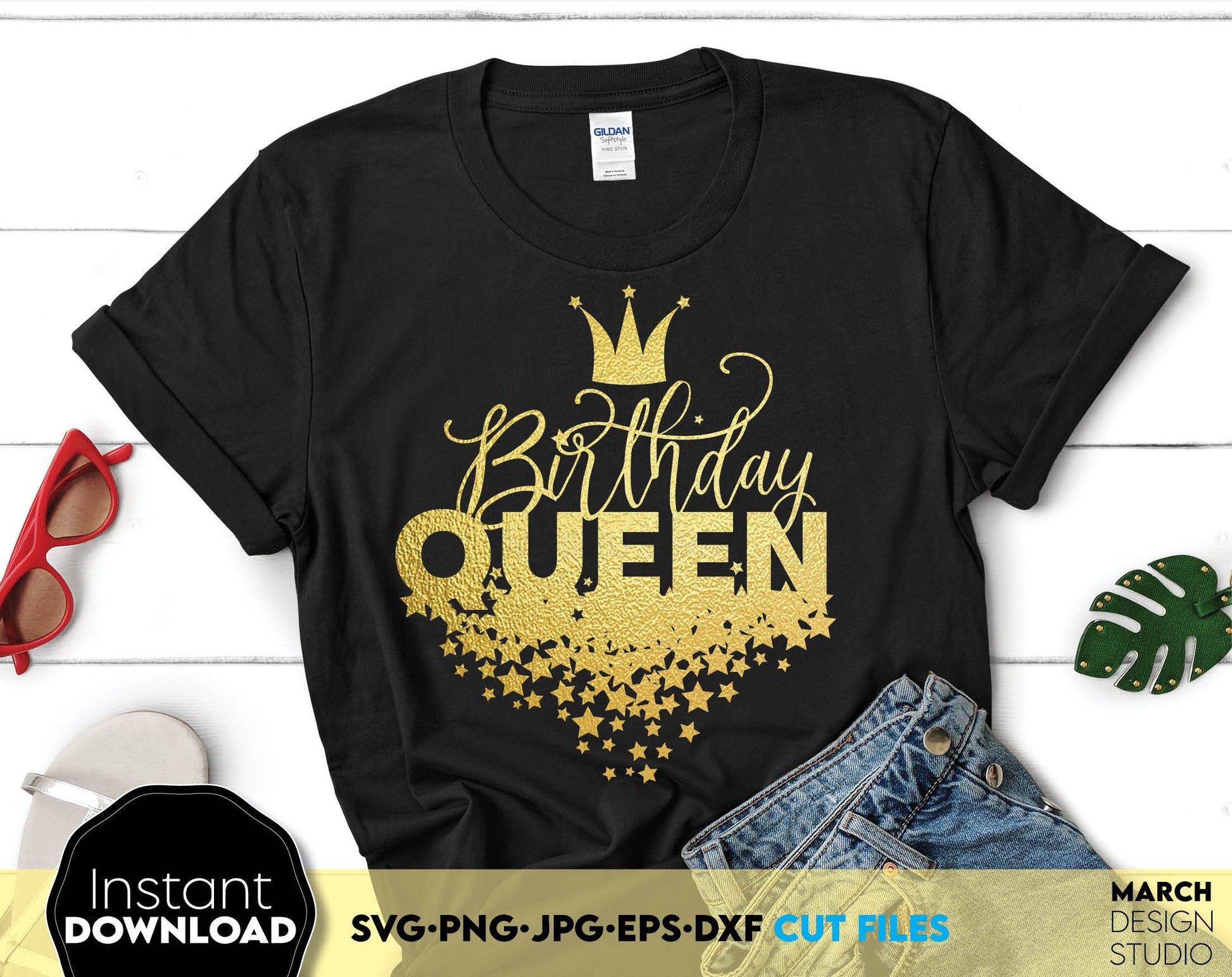 Birthday queen shirt SVG file design, you can use them to surprise and delight your loved ones on an important event in life. Files in various formats allow you to use designs for engraving on glass, making shirts with Cricut, silhouette equipment.