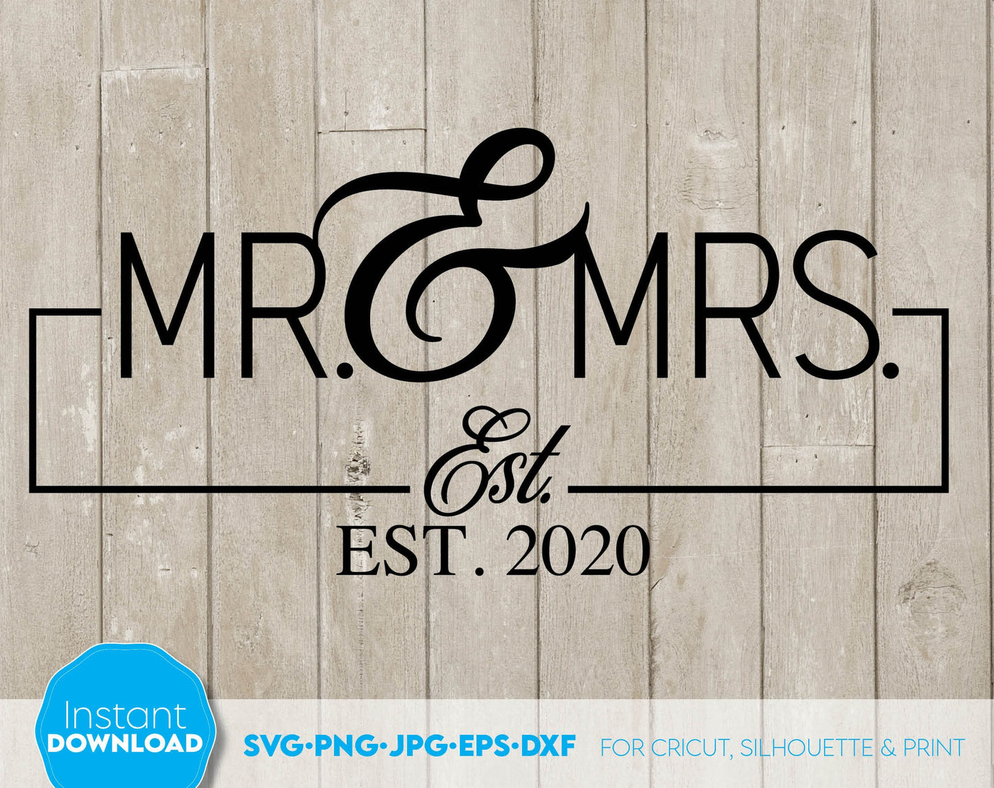 These Mr and Mrs sign design, you can use to surprise and delight your loved ones in an important event in life. Mr. and Mrs. is great and thoughtful gifts for weddings or wedding anniversaries. Files are compatible with Cricut, Silhouette machines.