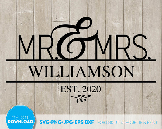 Last name split sign design, you can use them to surprise and delight your loved ones in an important event in life. These Last Name Mr and Mrs sign is great and thoughtful gifts for weddings, wedding anniversaries. Buy now for a good price and enjoy