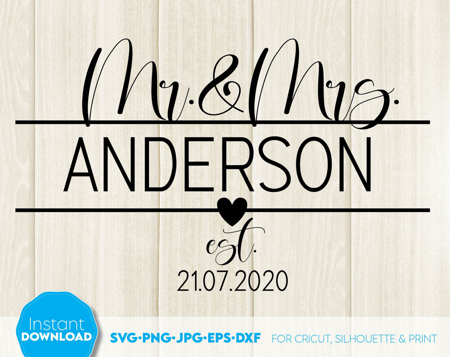 Mr and Mrs sign file design you can use them to surprise and delight your loved ones in an important event in life. Mr and Mrs is great and thoughtful gifts for weddings, wedding anniversaries, etc. Cut form vinyl, sublimation or laser cut projects.