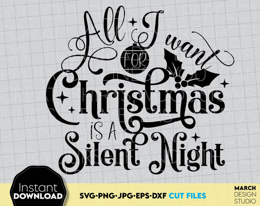 Silent night Christmas design you can use to surprise and delight your loved ones on Christmas. Various formats allow you to use for any Your Christmas project. Use with Cricut, Silhouette or Glowforge equipment. Buy now for a good price and enjoy!