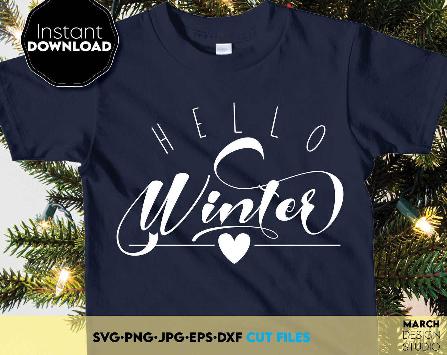 Hello winter design. Use for cutting form vinyl, use for sublimation or laser cut / grave projects. SVG, PNG, DXF, EPS files included. Compatible with Cricut, Silhouette, Glowforge and other equipment. Buy now for a good price and enjoy!