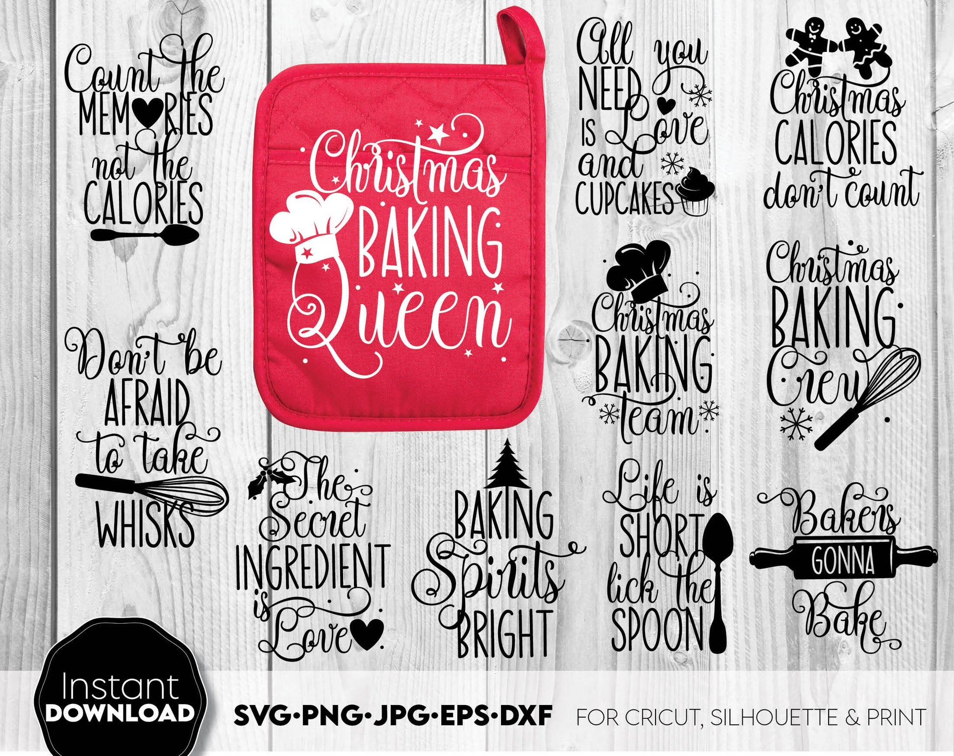 Christmas Pot Holder quotes bundle for Your Christmas Ornaments, Gifts or home decoration. SVG, PNG, JPG, EPS, DXF files included. Compatible with Cricut, Silhouette or other machines. Buy now for a good price and enjoy!