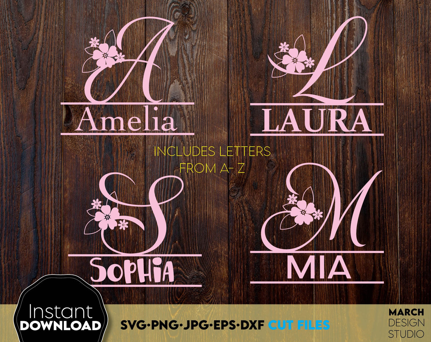 Split Monogram SVG | Monogram SVG | Floral Monogram SVG | Family Name Monogram svg | Monogram Letters svg | Wedding Monogram svg | Last Name