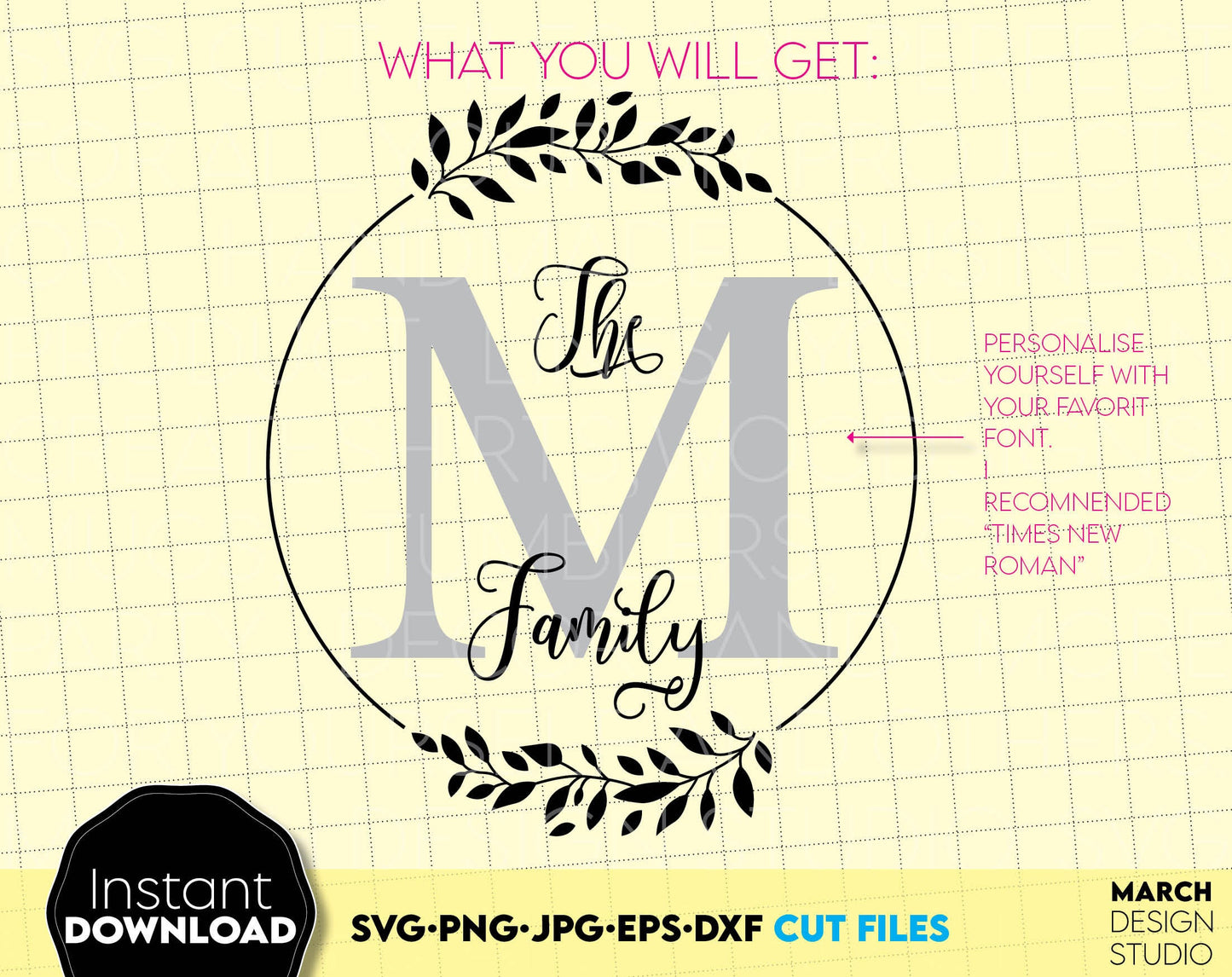 These letter M monogram SVG design you can use to surprise and delight your loved ones on various holidays. Last Name Monogram SVG is a great and thoughtful gift for Christmas, Birthdays, Weddings, etc. Compatible with Cricut, Silhouette equipment.