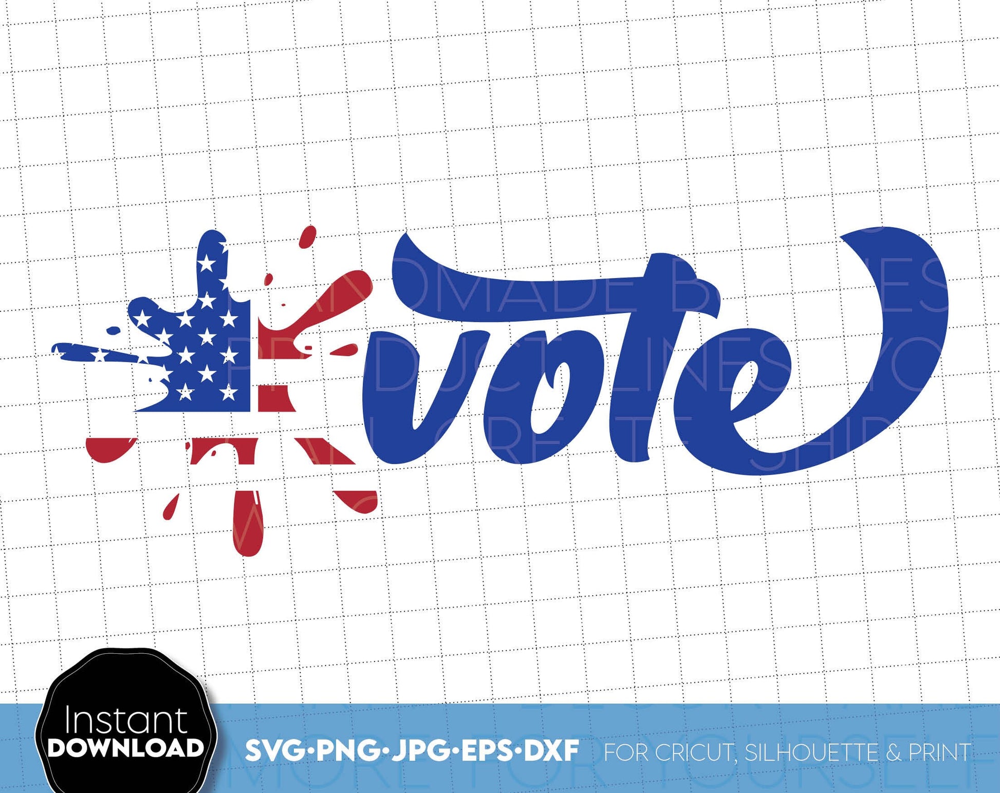 Your VOTE matters. Election Day Shirt design. SVG PNG JPG EPS DXF files included. Compatible with Cricut, Silhouette or other equipment. Cut from vinyl, use for printing, sublimation or laser cut, grave projects. Buy now for a good price and enjoy!