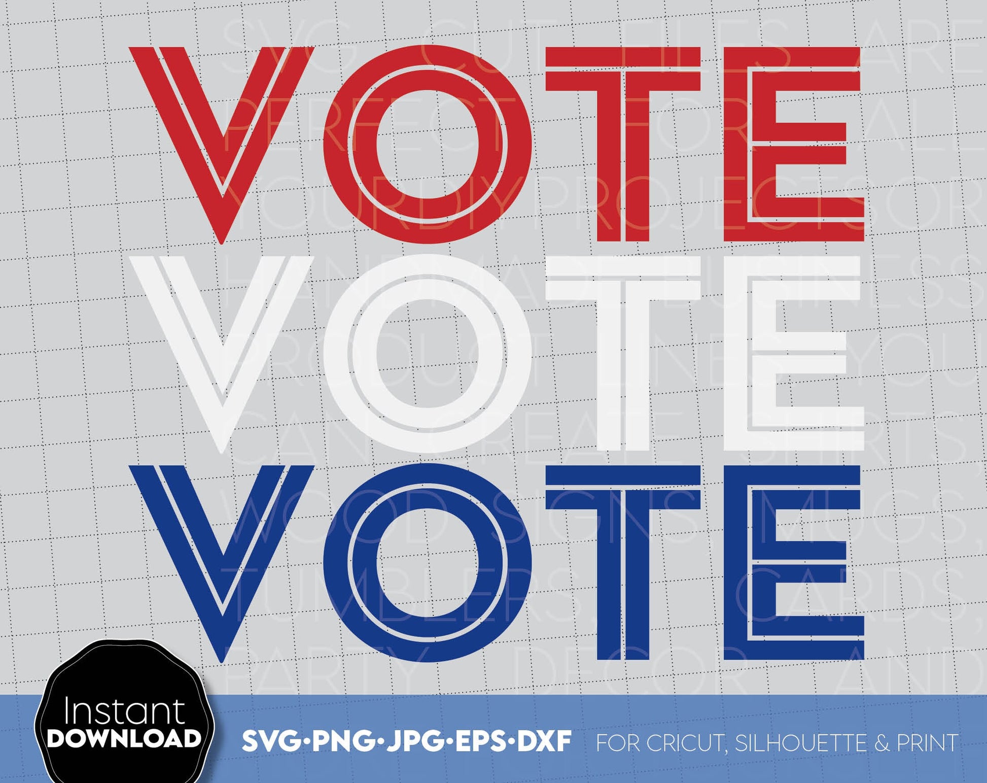 Your VOTE matters. Election Day Shirt design. SVG PNG JPG EPS DXF files included. Compatible with Cricut, Silhouette or other equipment. Cut from vinyl, use for printing, sublimation or laser cut, grave projects. Buy now for a good price and enjoy!