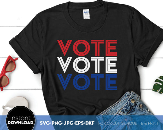 Your VOTE matters. Election Day Shirt design. SVG PNG JPG EPS DXF files included. Compatible with Cricut, Silhouette or other equipment. Cut from vinyl, use for printing, sublimation or laser cut, grave projects. Buy now for a good price and enjoy!