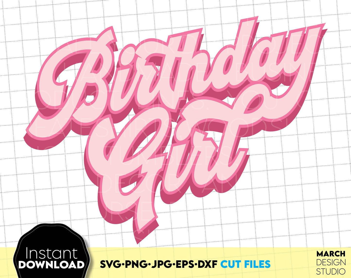 Pink Birthday Girls shirt or other gift ideas. SVG PNG JPG EPS DXF files included. Cut from vinyl, use for sublimation or laser cut or grave projects. Compatible with Cricut, Silhouette or other equipment. Buy now for a good price and enjoy!