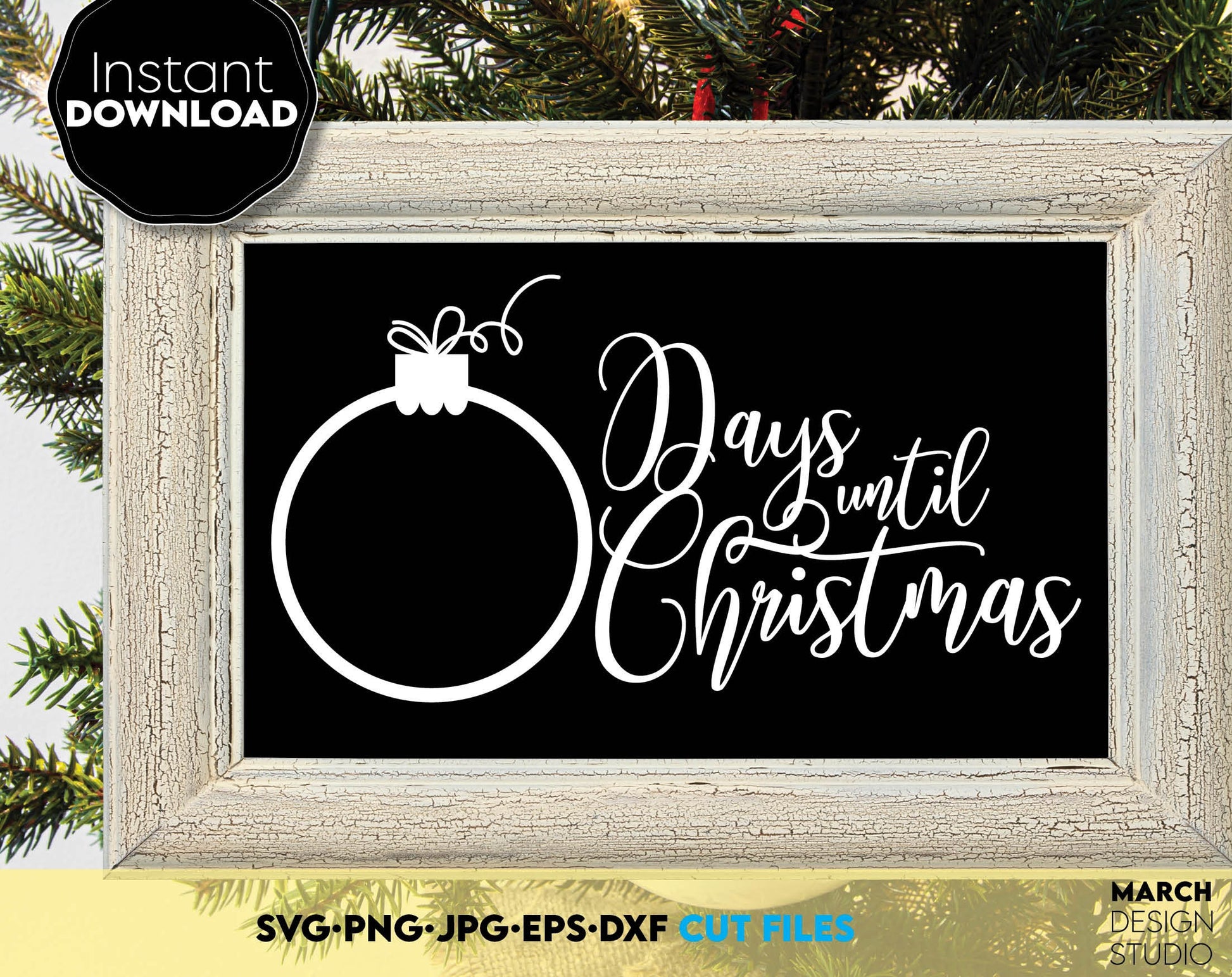 Christmas countdown bundle for Christmas ornaments to chalkboard. SVG, PNG, JPG, EPS, DXF files included. Compatible with Cricut, Silhouette or other machines. Cut from vinyl, use for sublimation or laser cut projects. Buy now for a good price!