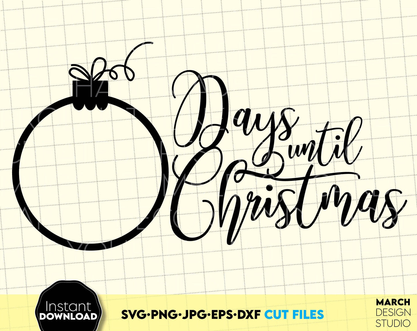 Days until Christmas chalk board design for Your Christmas projects. Use for cutting form vinyl, sublimation or laser cut projects. SVG, PNG, DXF, EPS files included. Compatible with Cricut, Silhouette, Glowforge and other equipment. Buy and enjoy!