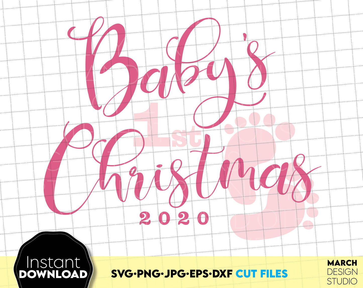 Baby`s 1st Christmas shirt design. Popular file formats included. Use for cutting from vinyl, use for sublimation as well. Buy now for a good price and enjoy!