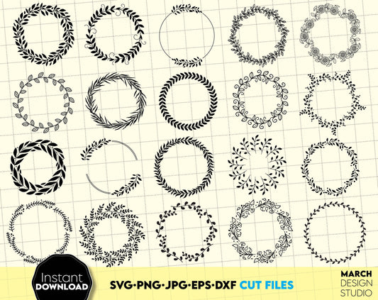 These 20 Wreath SVG bundle design you can use to surprise and delight your loved ones on important life events. Wreath Frame bundle files allow you to use designs for engraving on glass, making shirts .etc with Cricut, Silhouette or Glowforge. Enjoy