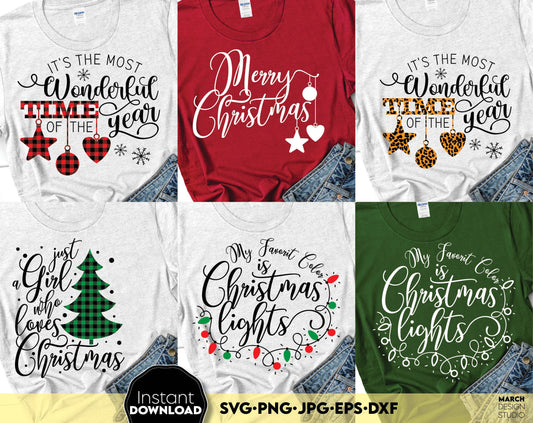 Christmas Shirts bundle for Your Family Christmas event. SVG PNG JPG EPS DXF files included. Compatible with Cricut, Silhouette or other equipment. Cut from vinyl, use for sublimation or laser cut projects. Buy now for a good price and enjoy!