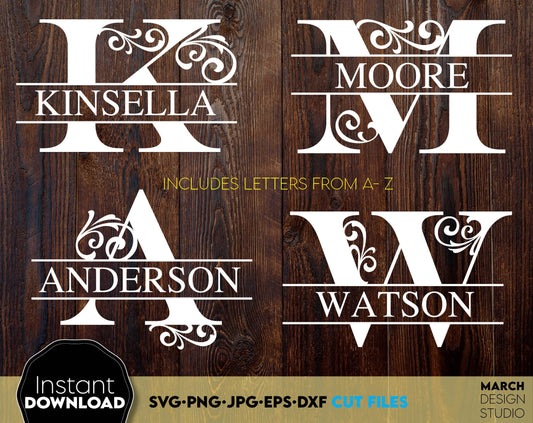 Split Monogram SVG | Monogram SVG | Family Monogram SVG | Split Letters svg | Wedding Monogram svg | Personalized Monogram svg | Last Name