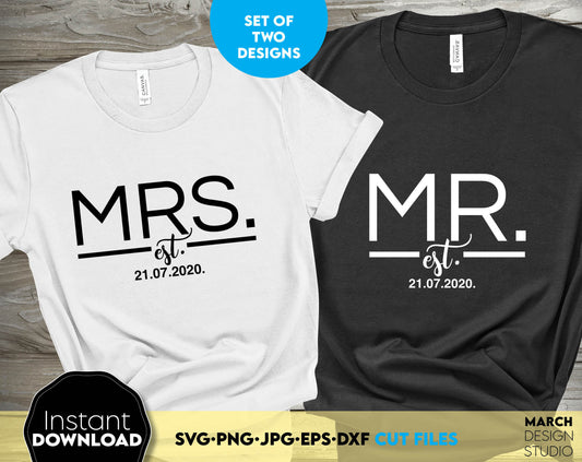 Mr and Mrs SVG, Mr & Mrs SVG, Mr And Mrs Shirts SVG, Wedding svg, Just Married Shirts svg, Honeymoon svg, svg Files For Cricut, Engaged svg