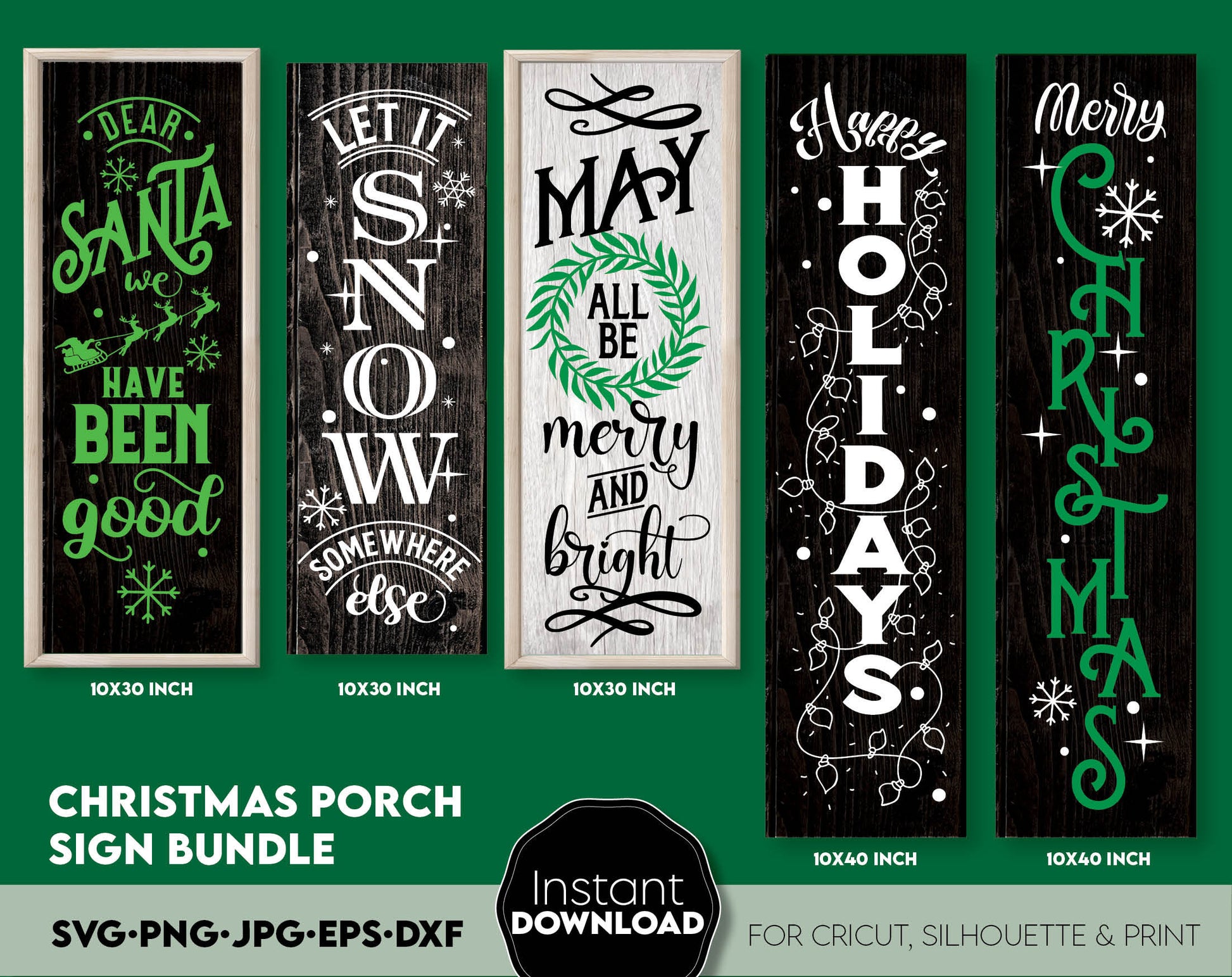 Christmas Vertical Signs Bundle. Design you can use to surprise your loved ones. Christmas Signs in various fail formats allow you to use this files for any Your Christmas project. Use with Vinyl cut equipment or Use with laser Cutting machines.