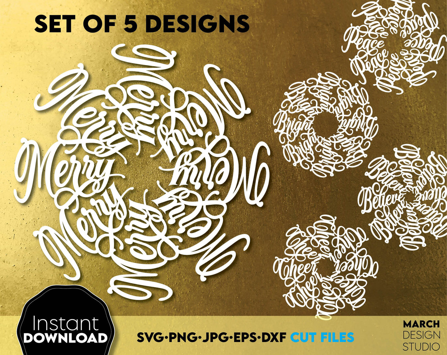 Christmas Ornaments bundle. Design you can use to surprise and delight your loved ones on New Year Eve. Designs in various fail formats allow you to use this files for any Your New Year projects. Use with Cricut, Silhouette or as laser cut files.