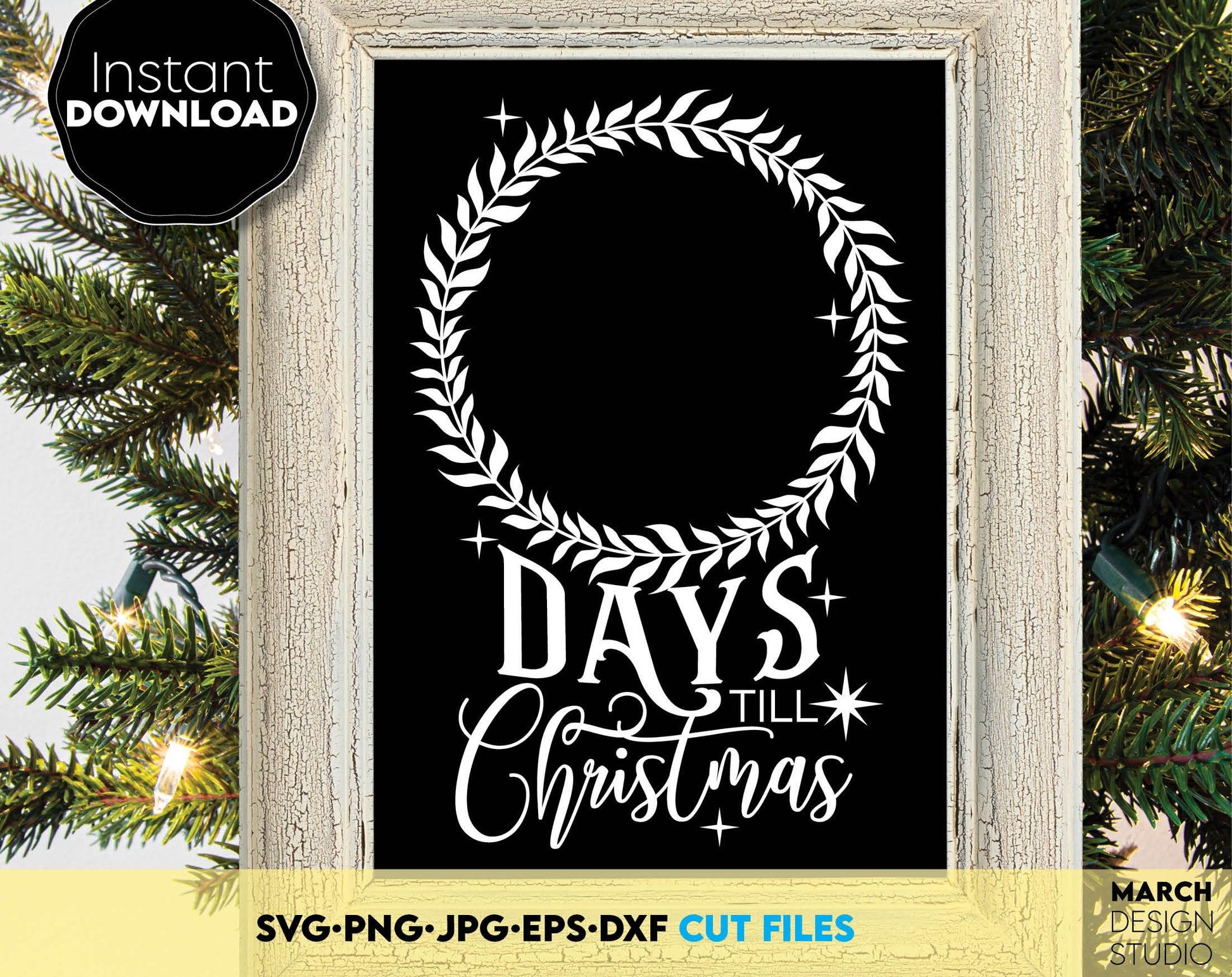 Christmas countdown bundle for Christmas ornaments to chalkboard. SVG, PNG, JPG, EPS, DXF files included. Compatible with Cricut, Silhouette or other machines. Cut from vinyl, use for sublimation or laser cut projects. Buy now for a good price!