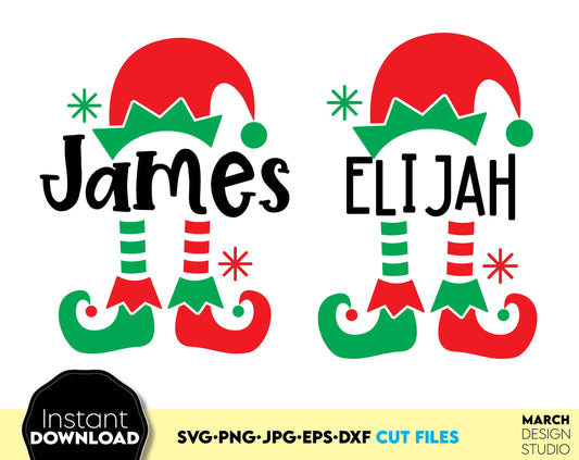 Elf monogram for kids Christmas ornaments. SVG, PNG, JPG, DXF, EPS files included. Matching with Cricut, Silhouette and Glowforge equipment. Cut from vinyl, use for sublimation or laser cut/ grave projects. Buy now for a good price and enjoy!