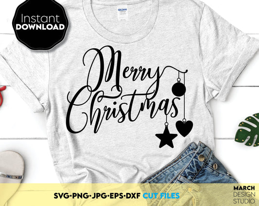 Merry Christmas SVG Saying design you can use to surprise and delight your loved ones on Christmas. Christmas files in various formats allow you to use design for engraving on glass, making shirts, tumblers, pillows, Christmas socks and more.