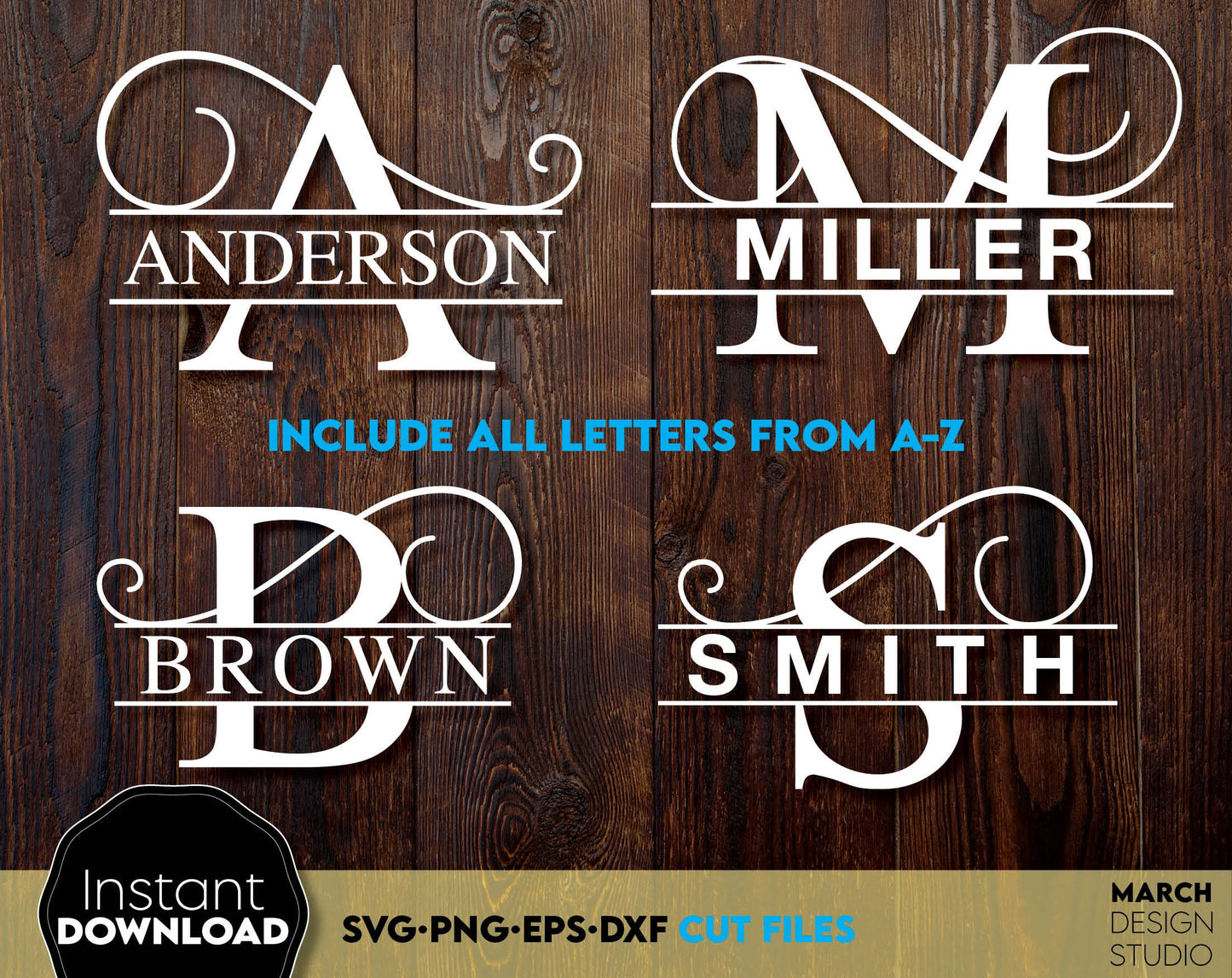 Monogram SVG bundle designs for Your gift projects or home decoration. Files allow you to use designs for engraving on glass, making shirts, tumblers with Cricut, Silhouette equipment. Monogram files also designed and easy to use for laser cutting.