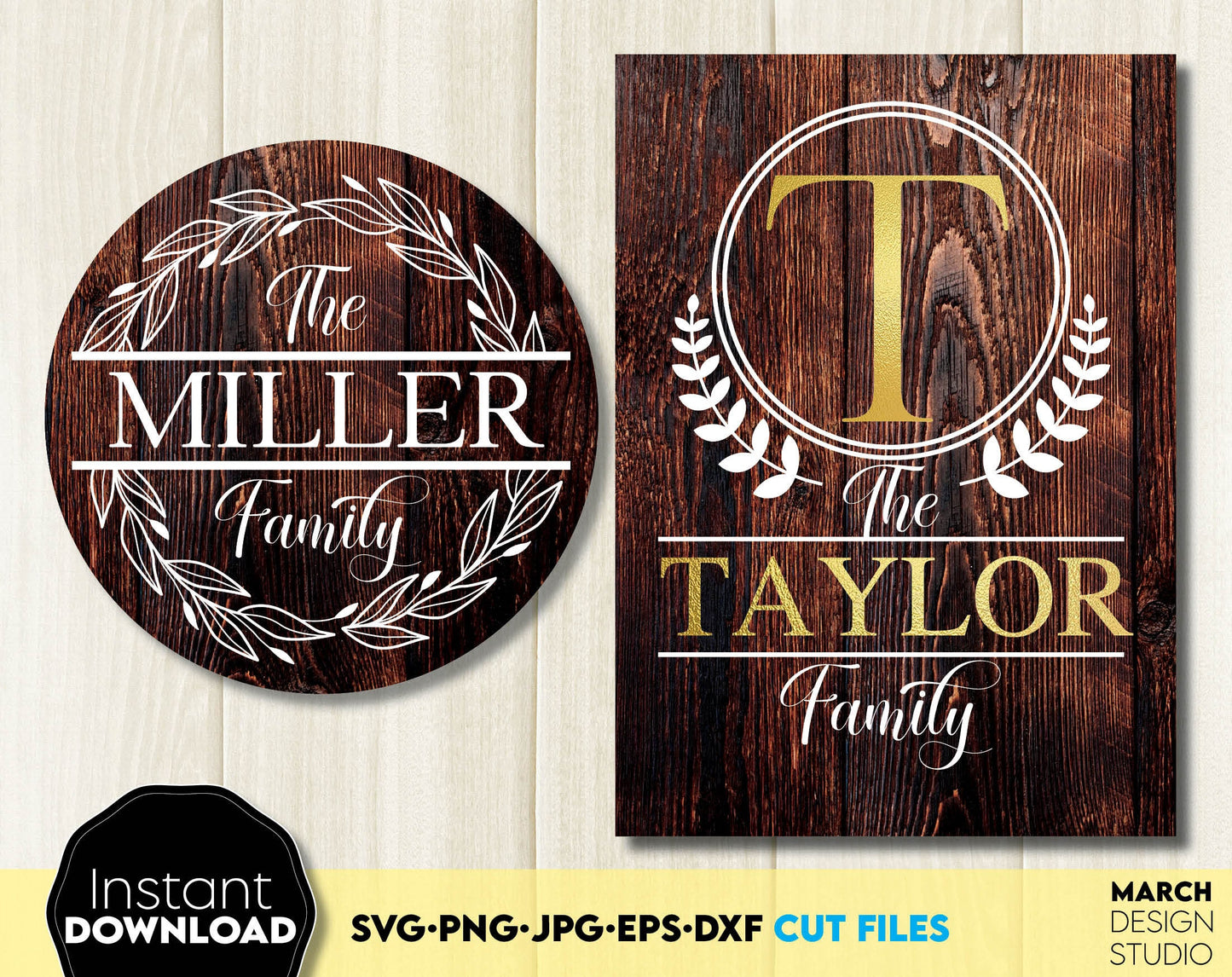 Monogram SVG bundle designs for Your gift projects or home decoration. 
Files allow you to use designs for engraving on glass, making shirts, tumblers with Cricut, Silhouette equipment. Monogram files also designed and easy to use for laser cutting.