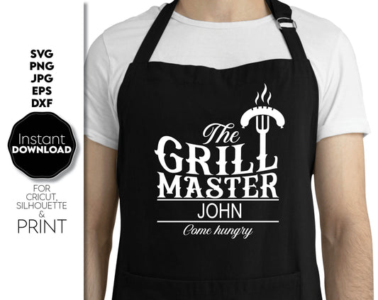 Grill Master custom design for a great gift for your Dad. Use SVG, DXF, EPS, JPG or PNG files formats to make Fathers Day or Dads birthday gifts. Put the design on a cup, shirt apron for your best dad in the world! Compatible with Cricut, Silhouette.