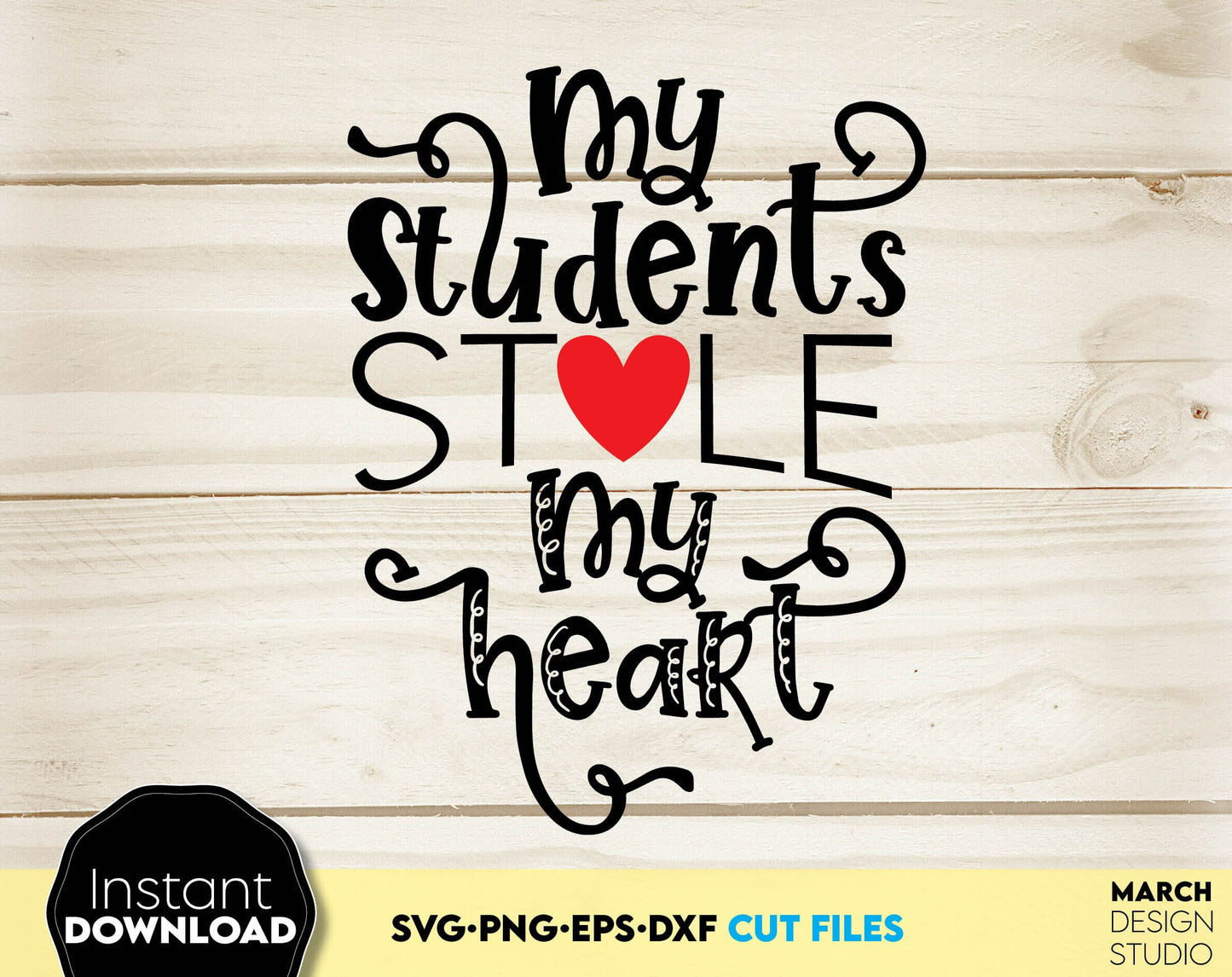 Teacher Valentines Day SVG PNG DXF EPS bundle. USe for cutting from vinyl, sublimation or laser cut projects. Compatible with Cricut, Silhouette or Glowforge equipment. Buy now and enjoy!