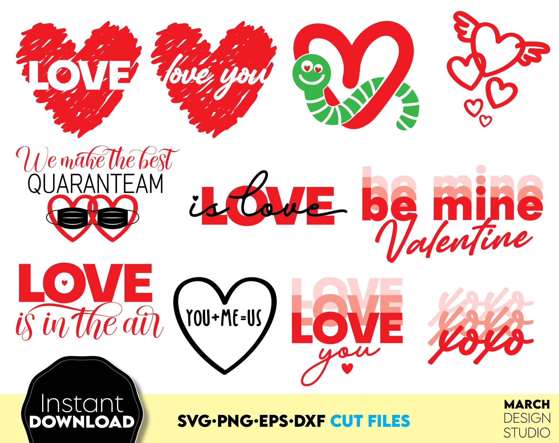 Valentines Day bundle for Yours Valentines Day projects. Use for cutting form vinyl, sublimation or laser cut projects. SVG, PNG, DXF, EPS files included. Compatible with Cricut, Silhouette, Glowforge and other equipment. Buy now and enjoy!