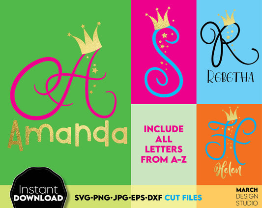 Kids Monogram fonts bundle design for Your gift projects or home decoration. Files allow you to use designs for engraving on glass, making shirts, tumblers with Cricut, Silhouette equipment. Monogram files also designed and easy to use for laser cut.