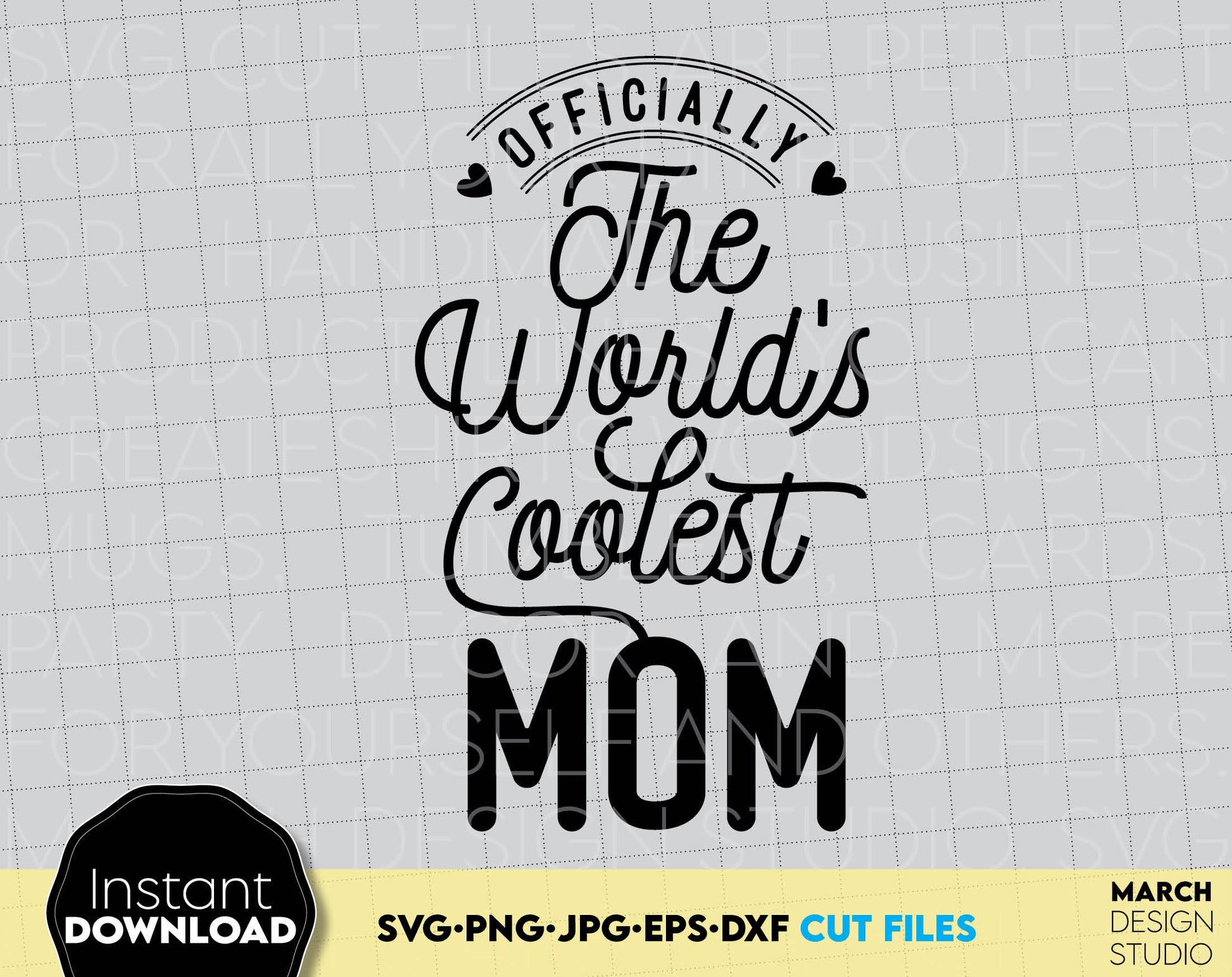 The worlds coolest MOM design. SVG, PNG, JPG, EPS and DXF files included. Compatible with Cricut, Silhouette and others machines. Use for sublimation or laser cut projects as well. Buy now for a good - discount price. Enjoy!