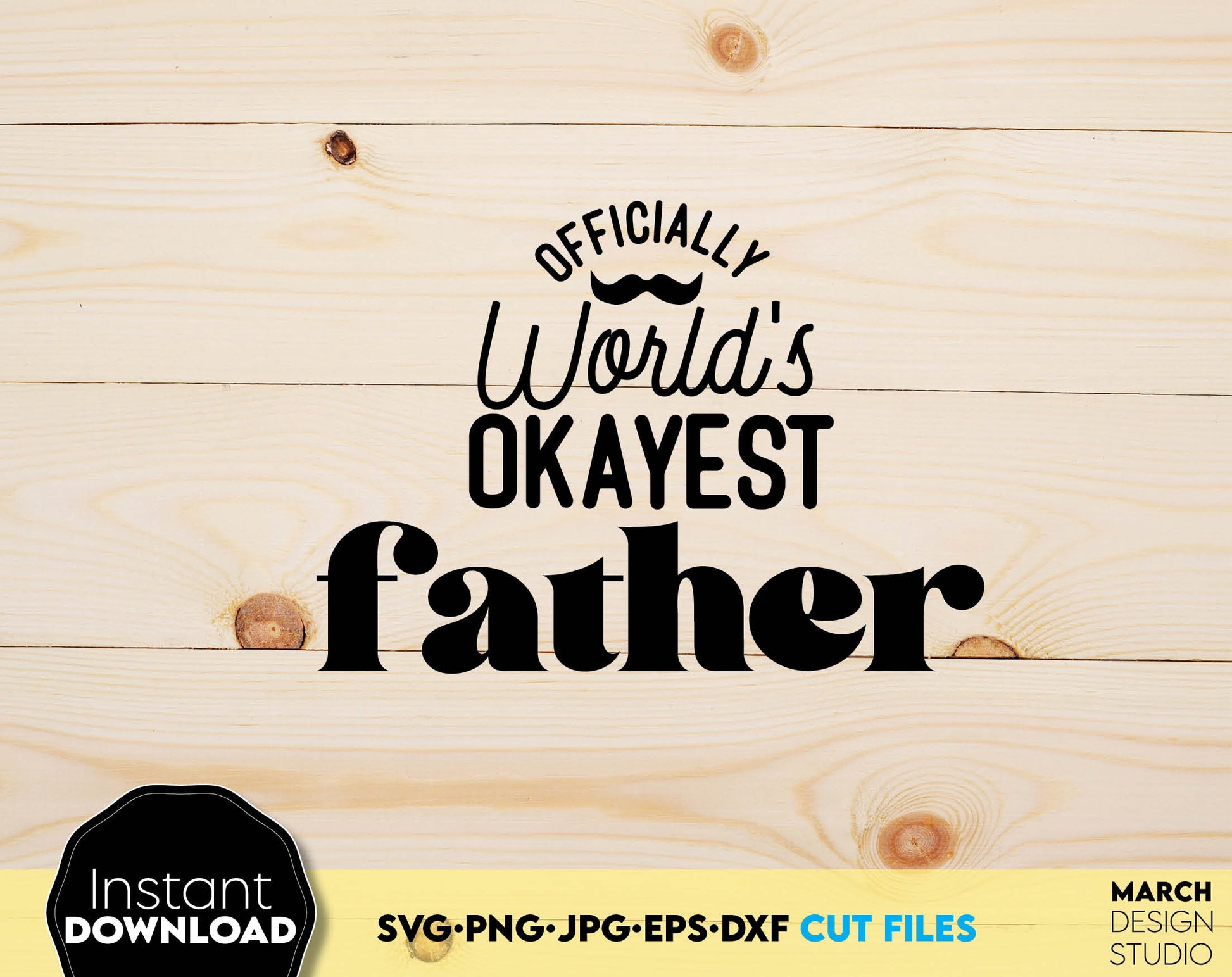 Officially World okayest father design. SVG, PNG, JPG, EPS, DXF files included. Compatible with Cricut, Silhouette and others machines. Use for sublimation or laser cut projects as well. Buy now for a good - discount price. Enjoy!