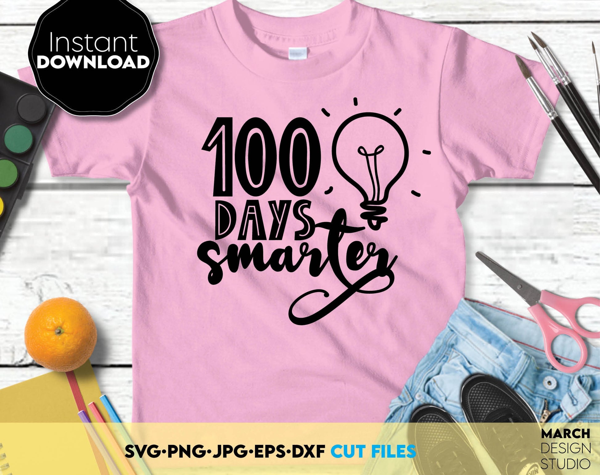 100 days of school svg bundle. SVG, PNG, JPG, EPS, DXF files included. Compatible with Cricut, Silhouette and others machines. Use for sublimation or laser cut projects as well. Buy now for a good - discount price. Enjoy!