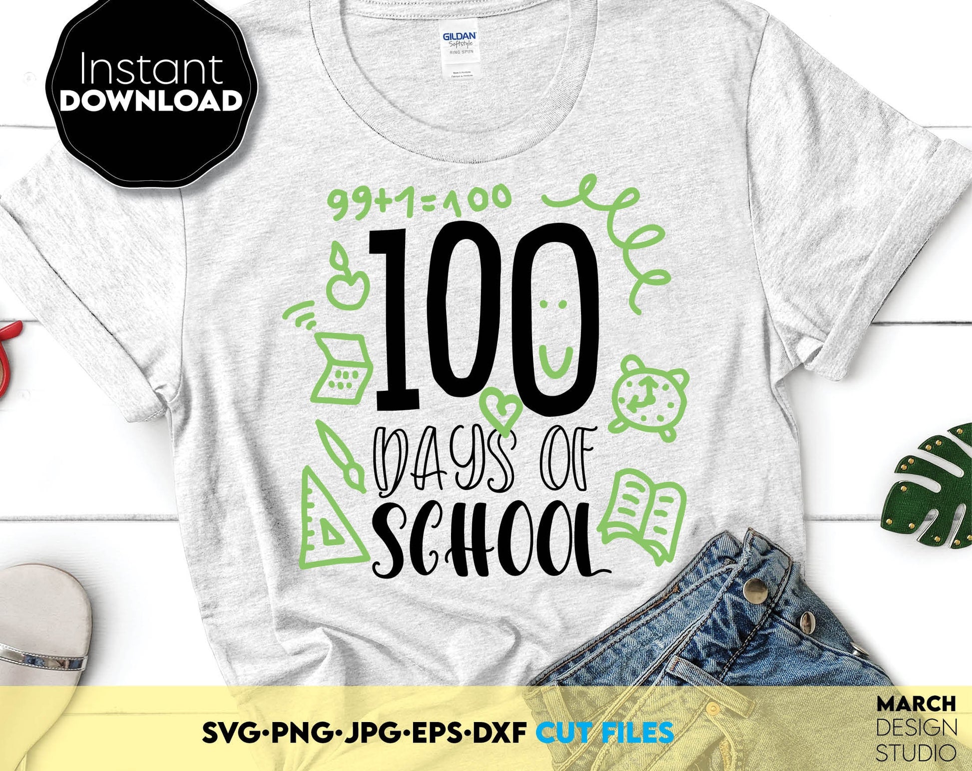 100 days of school svg bundle. SVG, PNG, JPG, EPS, DXF files included. Compatible with Cricut, Silhouette and others machines. Use for sublimation or laser cut projects as well. Buy now for a good - discount price. Enjoy!