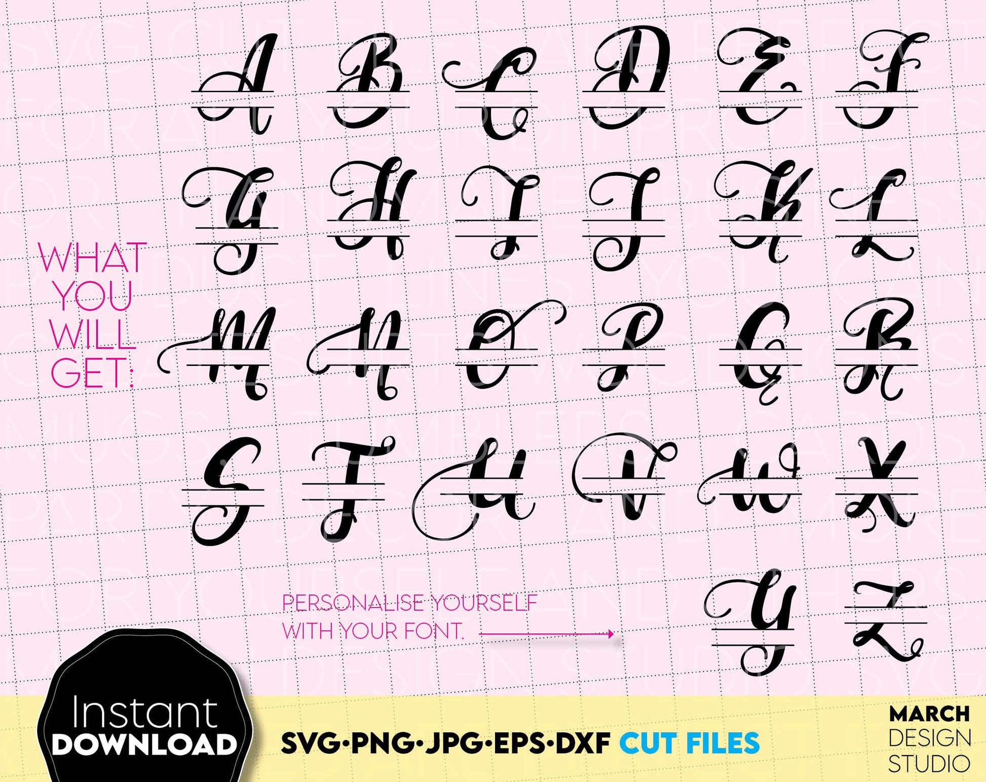 Family Name Monogram design you can use to surprise your loved ones. You can use monogram letters to make gifts for various important events, like - Christmas, Birthdays, Weddings, etc. Compatible with Cricut, Silhouette or other machines. Buy now!