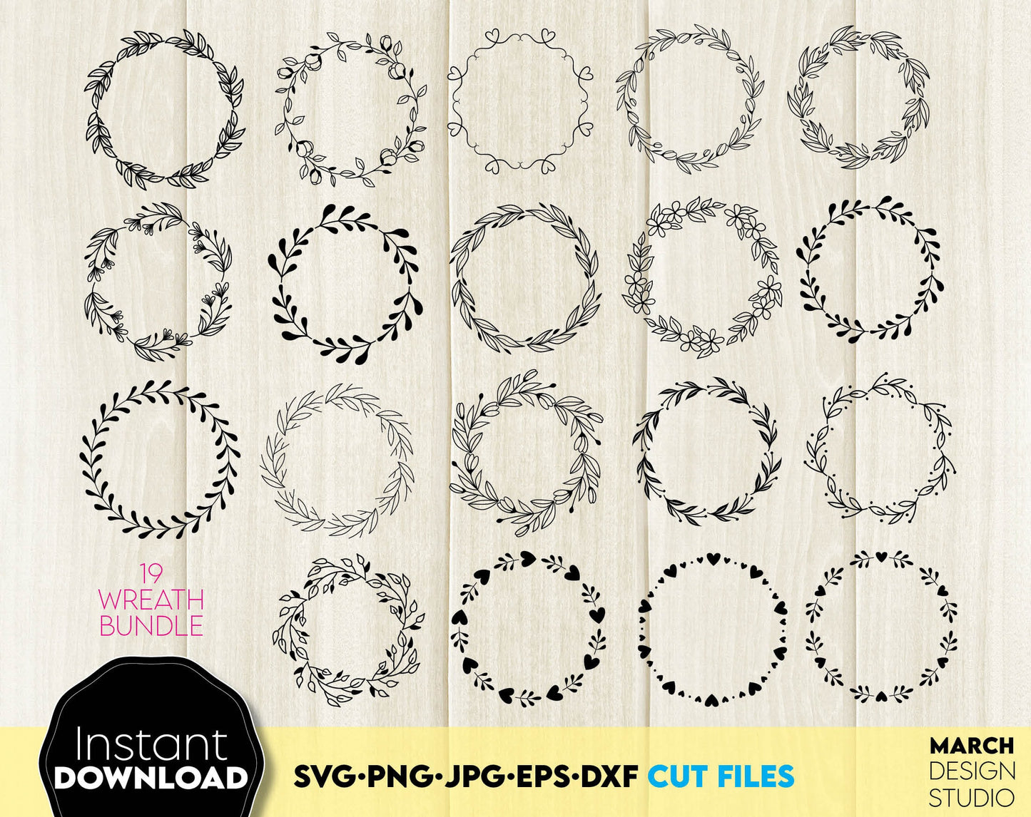 Wreath frame bundle for Your Christmas or other event projects. Choose best You like. Floral, Laurel or other. Compatible with Cricut, Silhouette or other machines. Cut from vinyl, use for sublimation projects as well. Buy now for a good price!