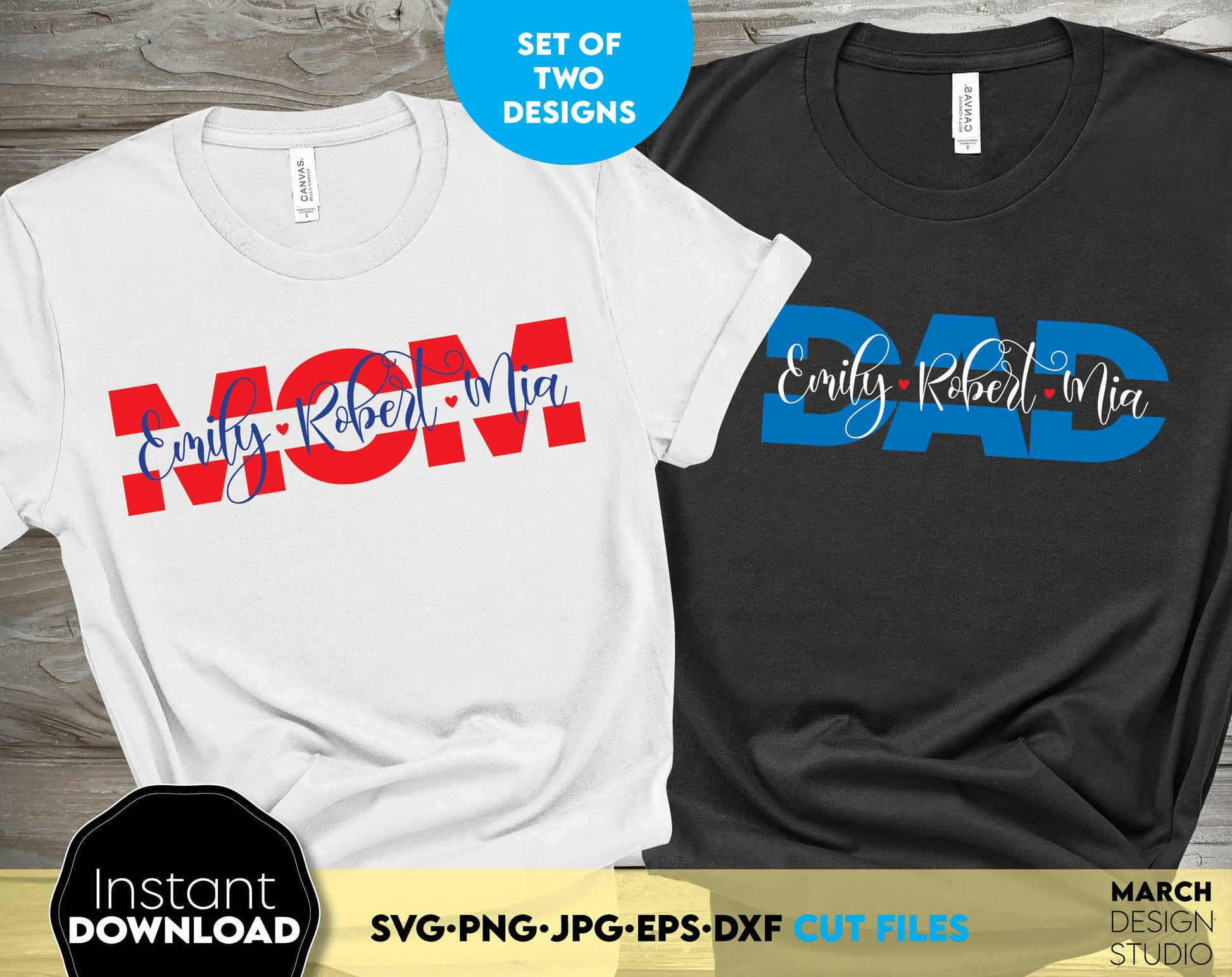 Split Dad and Mom custom design for Mom or Dad Birthday or other event projects. SVG, PNG, JPG, EPS, DXF files included. Compatible with Cricut, Silhouette or other equipment. Usable for sublimation, laser cut as well. Buy now and enjoy!