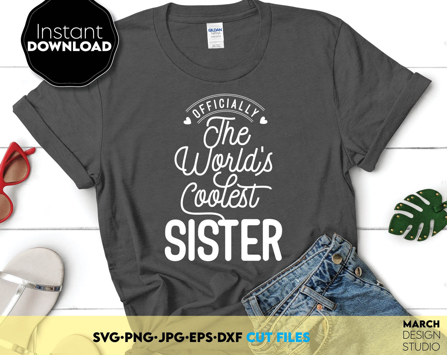 These Coolest Sister Ever design you can use to surprise and delight your loved sister on an important event in life. SVG, PNG, JPG, EPS, DXF files included. Cut from vinyl, use for sublimation or laser cut projects. Compatible with Cricut. Buy now!