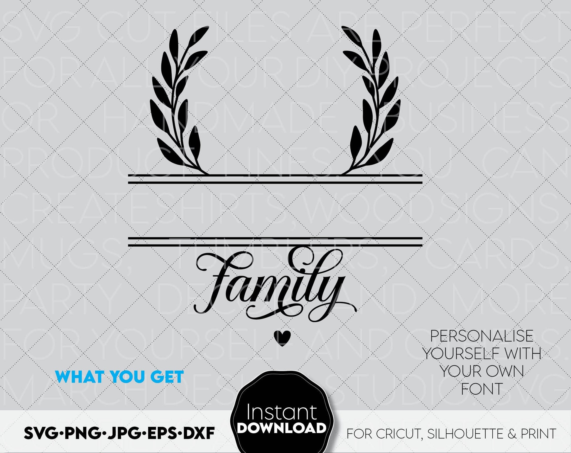 Family Name Monogram design for Your gift projects or home decoration. Files allow you to use designs for engraving on glass, making shirts, tumblers with Cricut, Silhouette equipment. Monogram files also designed and easy to use for laser cutting.