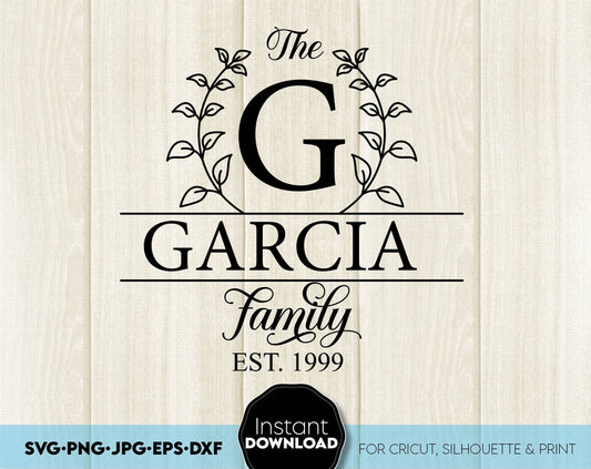 These split Family Monogram frame design you can use them to surprise your loved ones. Last Name Monogram allow to make gifts for various important events, like - Christmas, Birthdays, Weddings. Compatible with Cricut, Silhouette or other machines.