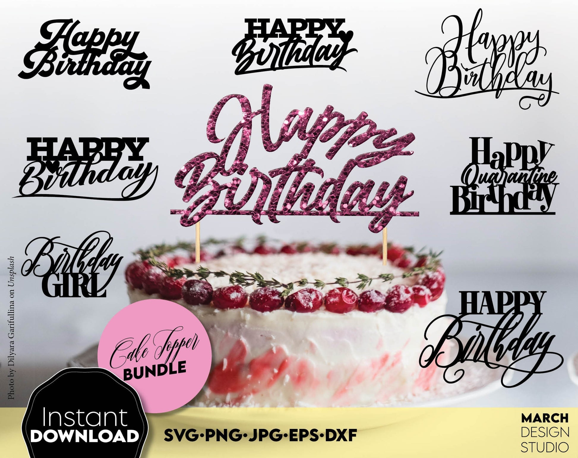 Happy Birthday, Cake Topper designs bundle is a great addition for your or your beloved birthday party more colorful with our cake toppers. Use for Your laser cut or other cutting projects. Compatible with Cricut, Silhouette and other machines. Enjoy