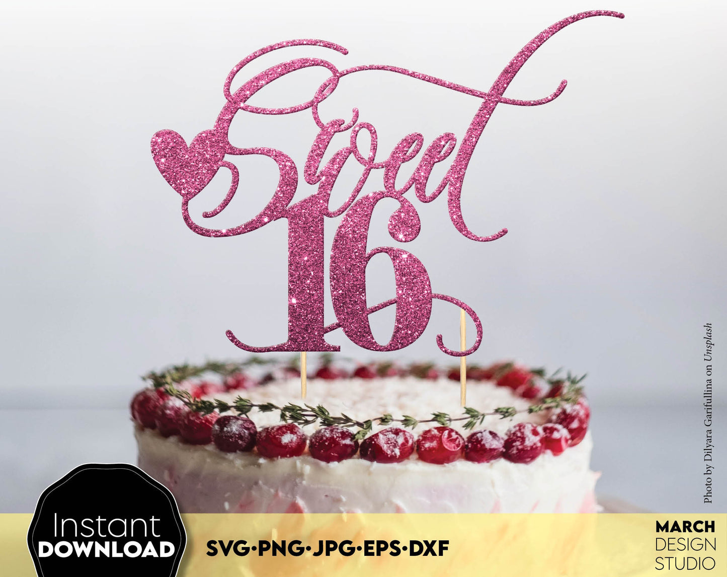 These 16th Birthday cake topper files bundle designs You can use them to surprise and delight your loved ones on an important event in life - 16th Birthday. SVG, PNG, DXF, EPS, JPG files included. Compatible with cricut or laser cut machines. Enjoy!