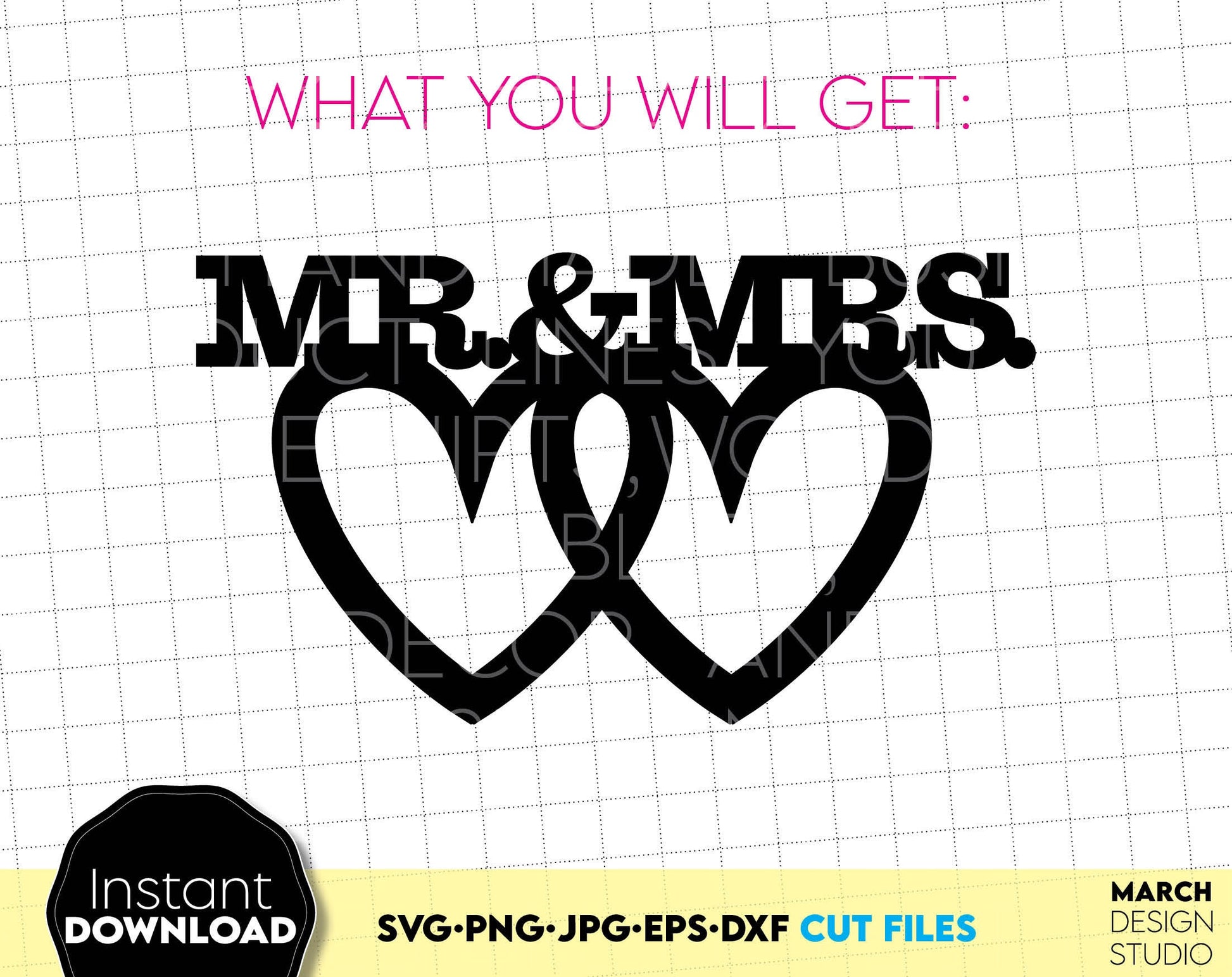 Mr and Mrs cake topper for wedding cake. SVG PNG JPG EPS DXF files included. Compatible with Cricut, Silhouette or other equipment. Cut from vinul, use for sublimation or laser cut or grave projects. Buy now for a good price and enjoy!