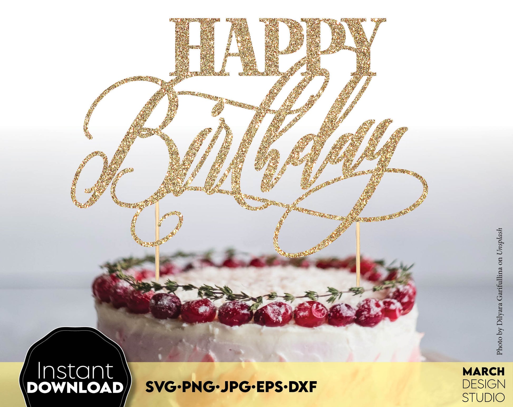 Happy Birthday Cake topper for Your Birthday cake! SVG, PNG, JPG, EPS and DXF files included. Compatible with Cricut, Silhouette and others machines. Use for sublimation or laser cut projects as well. Buy now for a good - discount price. Enjoy!