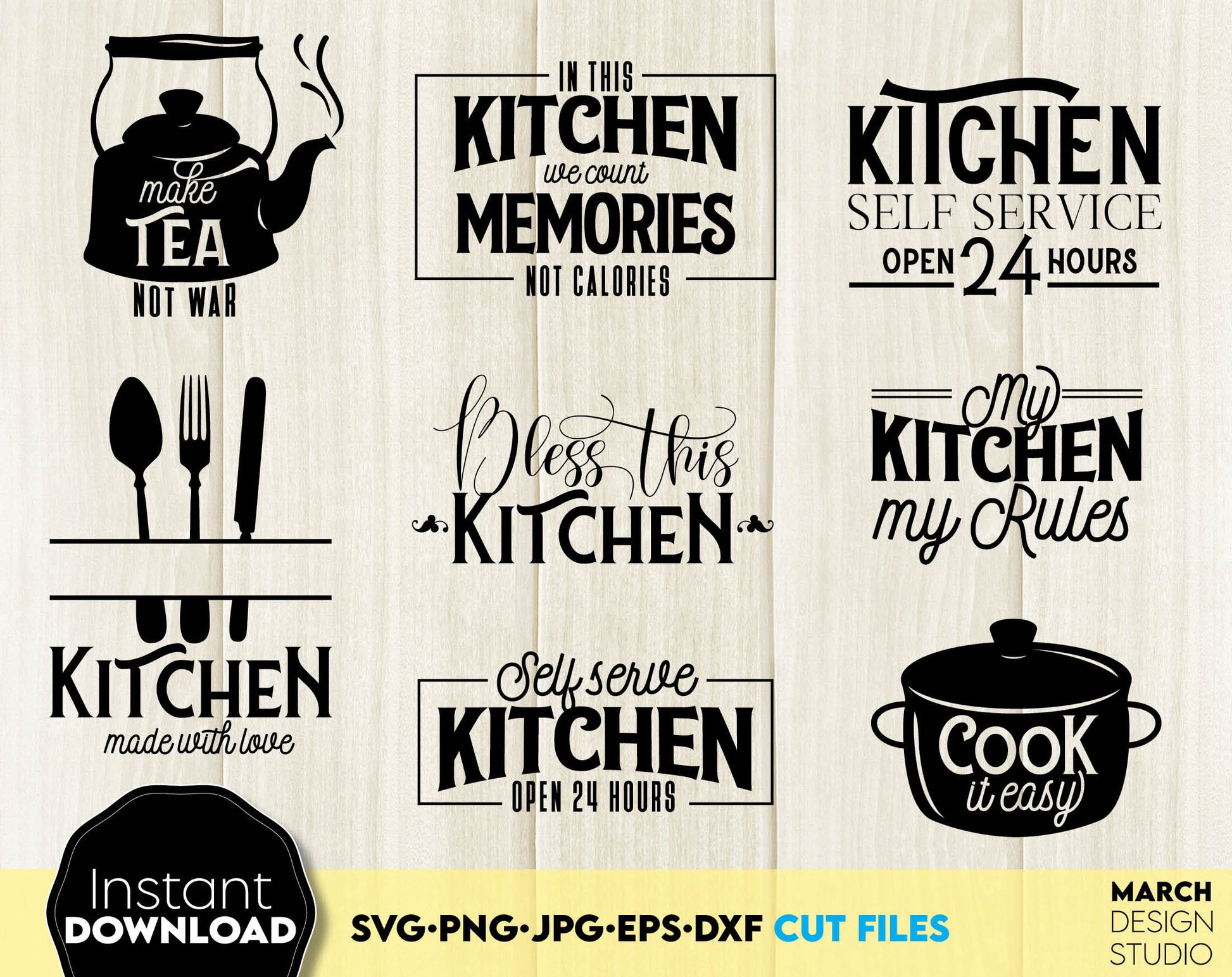 These Kitchen bundle designs can use them for decorating the kitchen of your house. Make it beautiful and delight the guests who come to you to celebrate. Or use this kitchen quotes to make a beautiful gift for your friends, relatives, or neighbors.