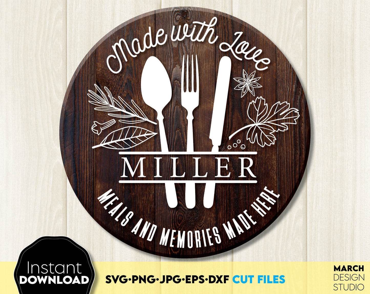 Kitchen split Monogram design for Your gift projects or home decoration. Files allow you to use designs for engraving on glass, wood, making shirts, tumblers with Cricut, Silhouette equipment. Monogram also designed and easy to use for laser cutting